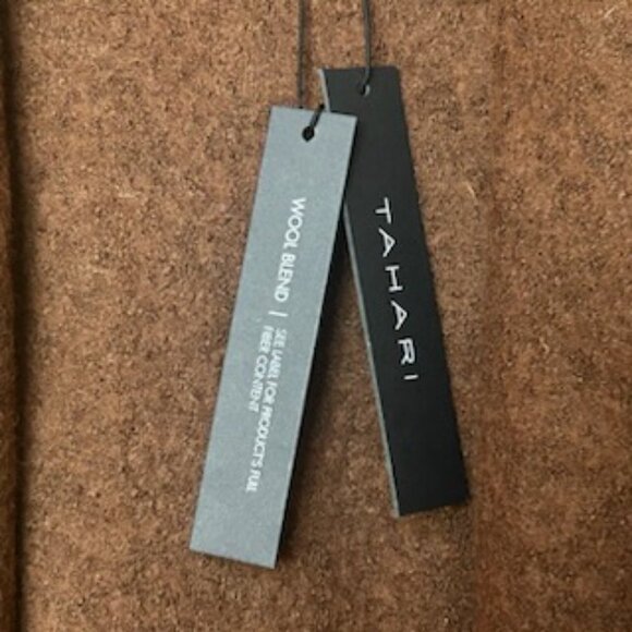 NWT Premium Quality Wool Blend Trendy Brown Open Coat With Oversized Pockets - Picture 7 of 13